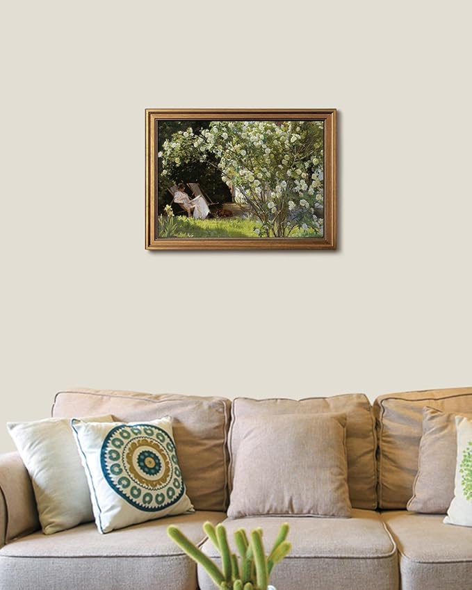Gold Framed Wall Art Vintage Canvas Wall Art Retro French Country Garden Women Flower Artwork Prints Picture for Living Room Bedroom Farmhouse Bathroom Office Decor, 16x24