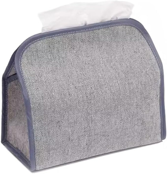 Stylish Tissue Box Car Tissue Box and Creative Tissue Box Leather Tissue Box for Bathroom Vanity Countertop Desk Office Gift Decor Hotel Modern Tissue Box (Color : Black, Size : Large) (Gray Large)