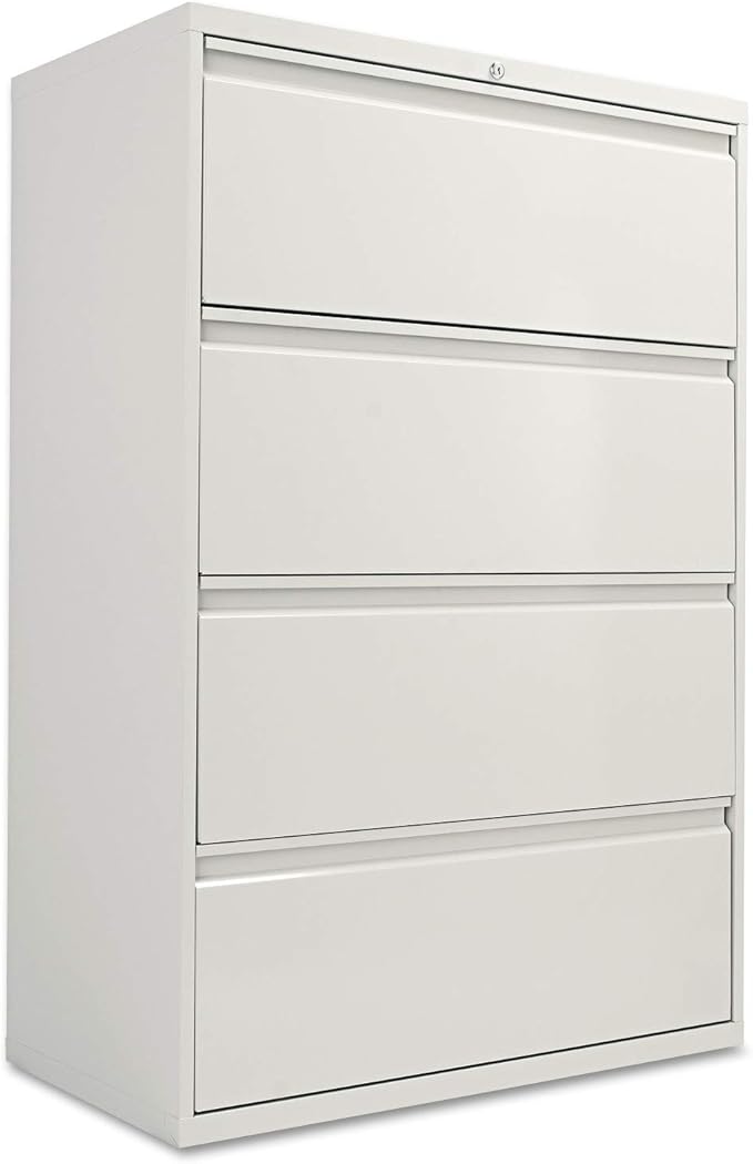 Alera ALELF3654LG Four-Drawer Lateral File Cabinet, 36w x 19-1/4d x 53-1/4h, Light Gray