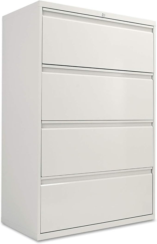 Alera ALELF3654LG Four-Drawer Lateral File Cabinet, 36w x 19-1/4d x 53-1/4h, Light Gray