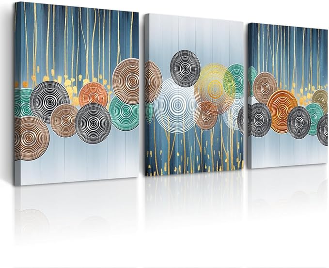 DZRWUBHS Abstract Canvas Wall Art - Large Artwork Set of 3 for Living Room, Office, Bedroom & Bathroom - Boho & Minimalist Decor