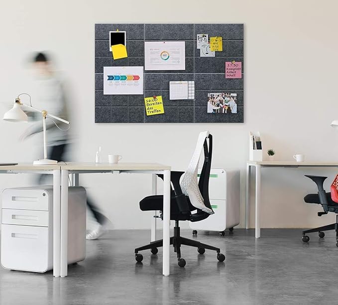 Large Cork Board Felt Board Tiles for Walls with 60 Push Pins, 11.8"x11.8" Pack of 12 Pin Board Notice Boards for Home Office Kitchen, Bulletin Board Wall Tiles for Photos Memos