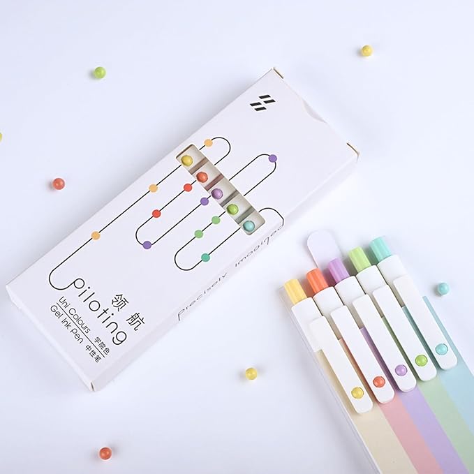 MengRan Gel Ink Pen Set,0.5mm Fine Point Tip,Quick Drying Ink, Kwaii Pretty Cute Pens Gifts for Girls (5 Pcs University-Black Ink)