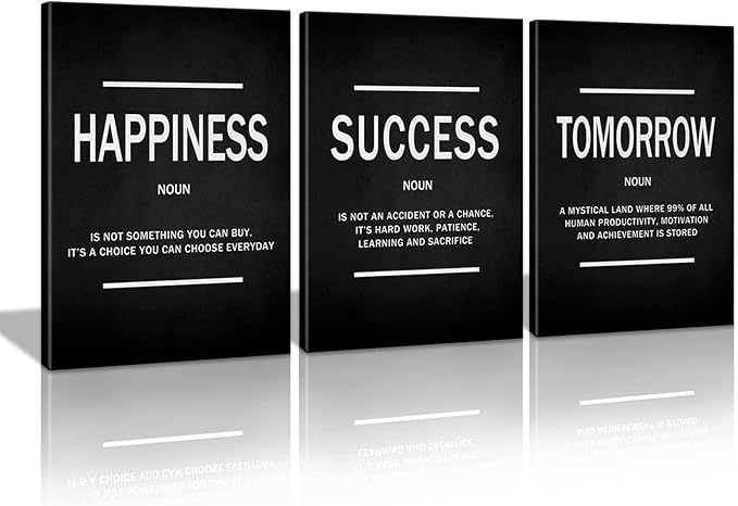 KAWAHONE Success Quotes Wall Art, Motivational Entrepreneur Tomorrow Poster Inspirational Happiness Wall Hanging Picture Decor for Home Office Workplace Gift for Business Leadership Men Women Ready to