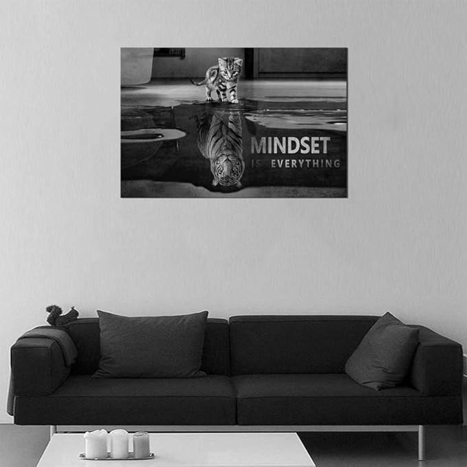 Yatsen Bridge Modern Inspirational Office Wall Art Mindset is Everything Poster Motivational Picture Positive Quotes Wall Decor for Home Office Decor - 24''Hx36''W