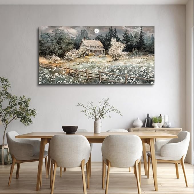 hyidecorart Farmhouse Canvas Wall Art Nature Landscape Paintings Wall Decor For Living Room Bedroom Decorations Rural Artwork Pictures Framed for Office Aesthetic Home Decor Ready To Hang