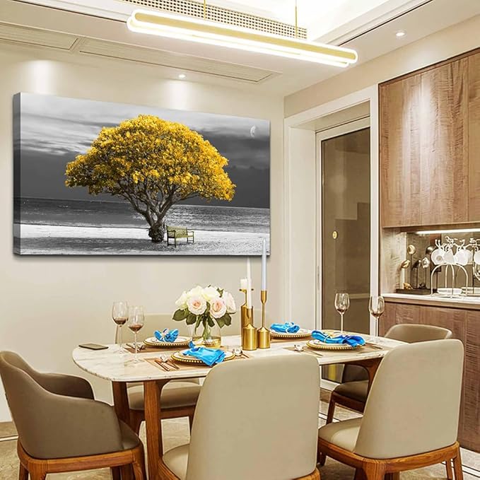 Wapluam Canvas Wall Art For Living Room, Office, Bedroom - Black And White Landscape Wall Paintings - Framed Wall Pictures - Artwork Mural - 20x40 inch