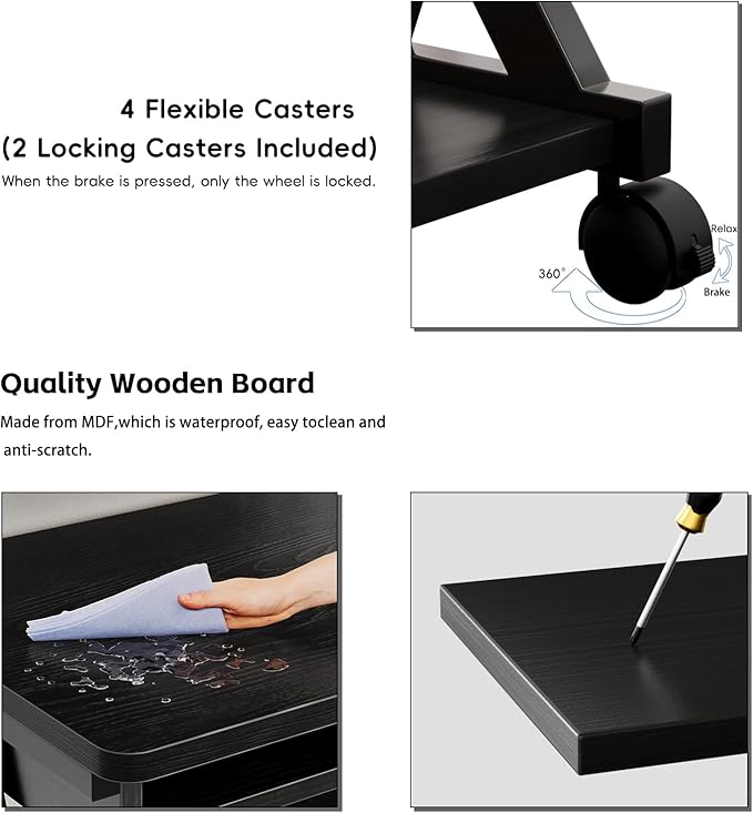Zenira Small 24 Inch Tall Computer Desk with Drawers, Corner Gaming Desk for Bedroom, Home, Office, Black