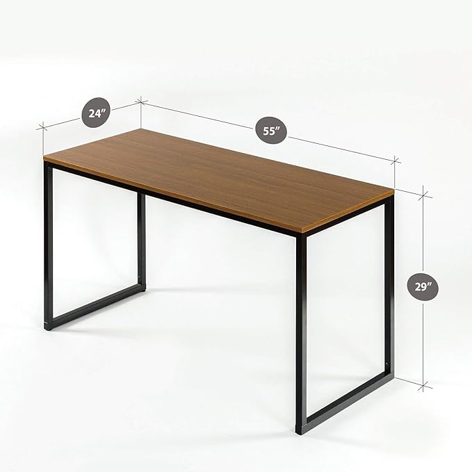 ZINUS Jennifer 55 Inch White Frame Desk, Computer Workstation, Office Desk, Easy Assembly, Brown