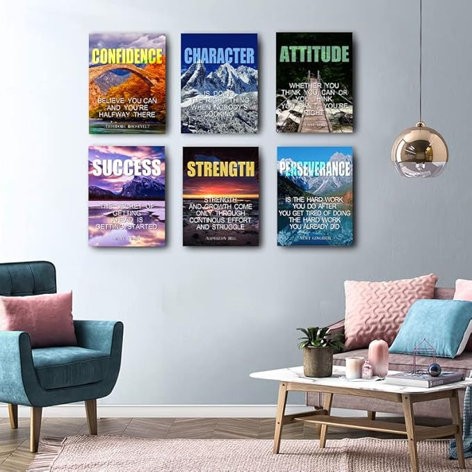 Landscape Canvas Wall Art，Motivational Wall Art Decoration Painting .Suitable forGym, Library, Office, Living Room and Home Deco,Tabletop/Hanging(29x38cm) Framed