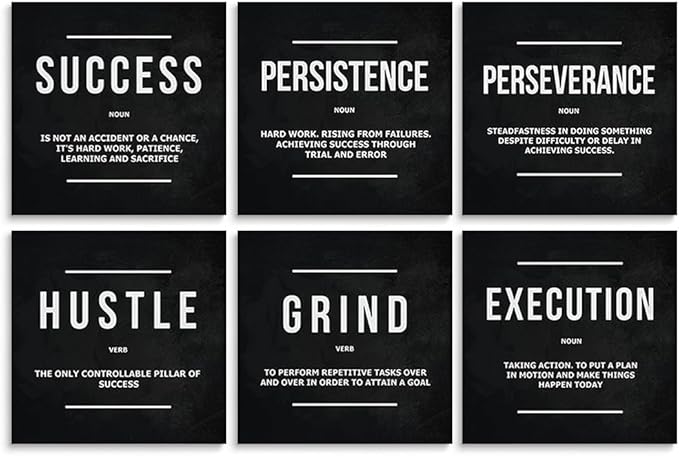GUBIYU Motivational Wall Decor Black Office Art Inspirational Wall Art Office Wall Decor for Mens Motivational Quotes Posters for Living Room Encouraging Canvas Inspirational Gifts for Women 16"x16"