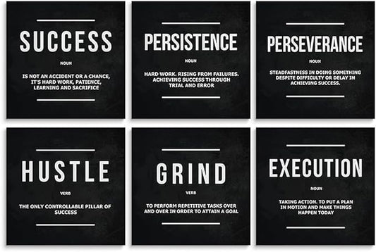 GUBIYU Motivational Wall Decor Black Office Art Inspirational Wall Art Office Wall Decor for Mens Motivational Quotes Posters for Living Room Encouraging Canvas Inspirational Gifts for Women 16"x16"