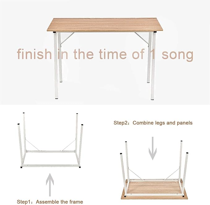 Small Computer Desk Study Writing Table for Home Office, I Shaped Black Modern Desk Office Laptop Desk Sturdy Work Table PC Wood Computer Table Gaming Desk with Black Metal Frame - 39.4L* 18.9W* 29.1H