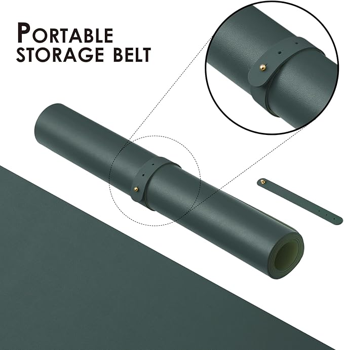 Leather Desk Mat - Small Non-Slip PU Desk Pad for Office and Home - Desk Organization and Accessories - Ideal for Large Mouse Pad and Small Desk Mats on Top of Desks (Dark Green,23.6"x 13.8")