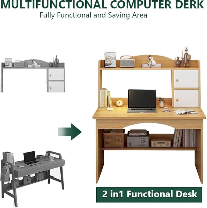 Computer Desk with Storage Shelves,Home Office Study Writing Table Workstation for Home and Office(White,39 Inch)