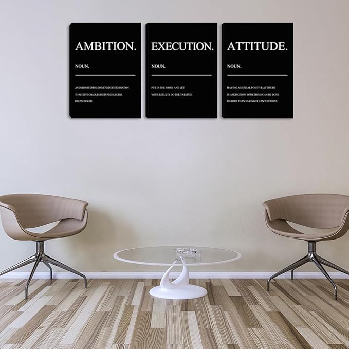 Motivational Quotes Wall Art Room Decor for Office 3 Pieces Posters Room Decor for Men Canvas Wall Art for Office Inspirational Picture Canvas Painting Prints Wall Decor Home Decoration (60"Wx28"H)