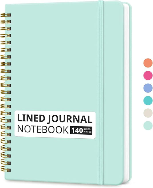 Taja Lined Spiral Journal Notebook for Women & Men, 140 Pages, College Ruled Hardcover Notebook for Work & Note Taking, Journals for Writing, A5(5.7" x 7.9") – Sage Green