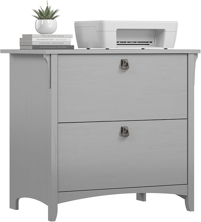 Bush Home Salinas 2 Drawer Lateral File Cabinet in Cape Cod Gray, Home Office Storage Solution, Organizer with Drawers for Workspace, Filing Unit