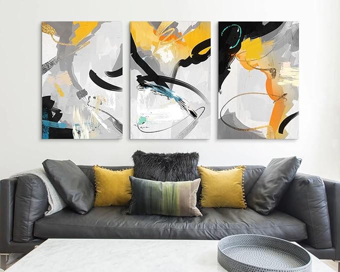 GIFTTWART Yellow Abstract Canvas Wall Art for Living Room, Bedroom, Office, or Dining – Modern Home Accents and Kitchen Painting Decor Extra Large