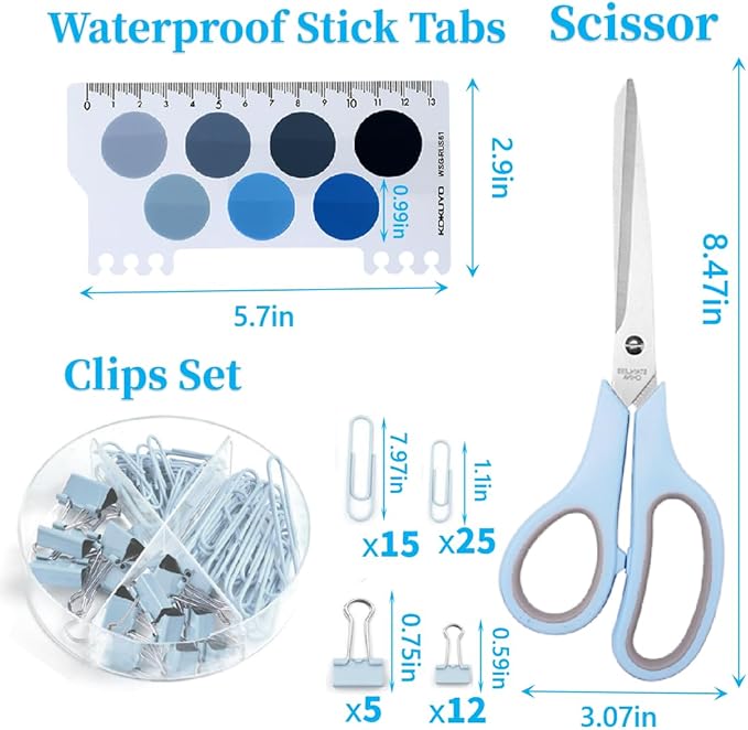 Blue Office Supplies for Kids, Desk Accessories for Kids, Stapler and Tape Dispenser Set for Women, Blue Office Accessories Gift for Women, Boss Lady, Office Lady, Coworkers, Office Clerks, Kids
