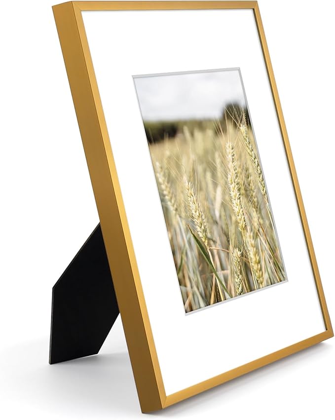 Golden State Art, Gallery Wall Frame Set of 6 - Bronze 9x12 Aluminum Photo Frames with Mat for 6x8 Pictures - 9 x 12 inch Metal Frame with Real Glass Cover - Elegant Home or Office Decor