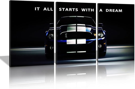 It All Starts with A Dream - Motivational Canvas Wall Art ,Office Inspirational Poster Prints Quotes Wall Decor Gallery-Wrapped Frame Easy Hang-24x36x3PCS