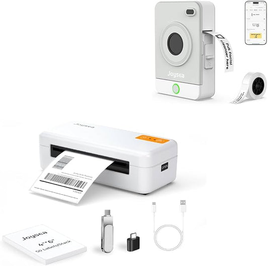 Joysea OP1 Label Maker Machine with Tape& E41 Bluetooth Shipping Label Printer, for Home School Office Business