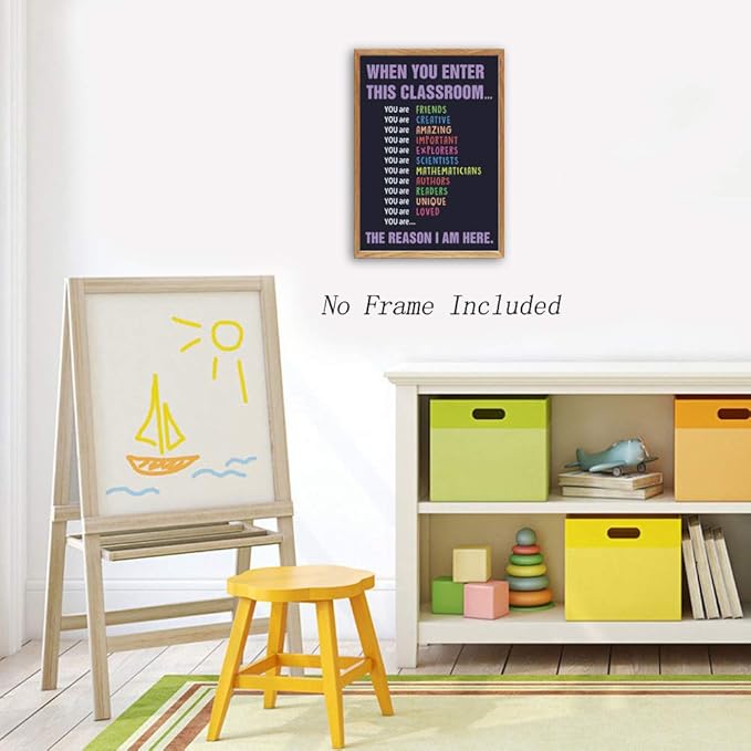 CHDITB Unframed Classroom Art Print Classroom Rules Colorful Learning Lettering Painting, Set of 1（12" x16 ） Inspirational Educational Supplies Canvas Poster for Classroom Kids Room School Decor