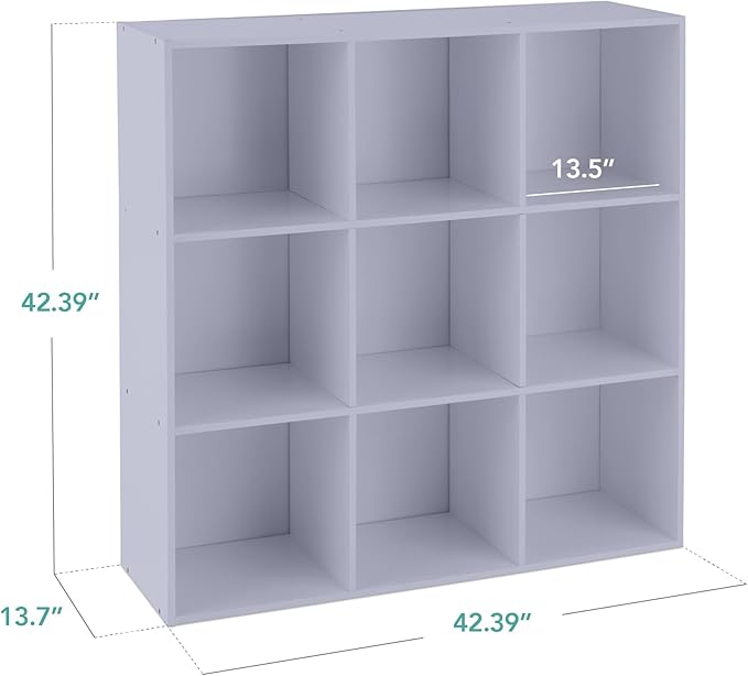 Best Choice Products Kids Bookcase 9-Cube Storage Organizer, 13.5in Shelf Opening, Bookshelf, Toy Storage, Customizable w/ 3 Removable Back Panels – Lavender