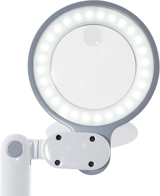 OttLite LED Space-Saving Magnifier Desk Lamp with Optical-Grade Magnification (White)
