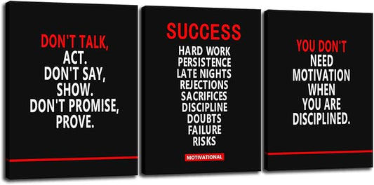 Inspirational Wall Art Motivational 3 Pieces Poster Canvas Prints Artwork for Home Living Room Modern Inspirational Office Decor Painting Pictures Stretched and Framed Ready to Hang[36''Wx 16''H]