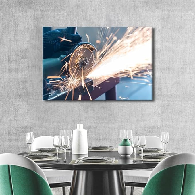 Wall Art for Living Room Cutting Metal Art Prints 1 Piece Framed Art Wall Decor Machine Tools Wall Artwork Bedroom Wall Art Modern Home Decor Canvas Wall Art Ready to Hang, 16" x24"