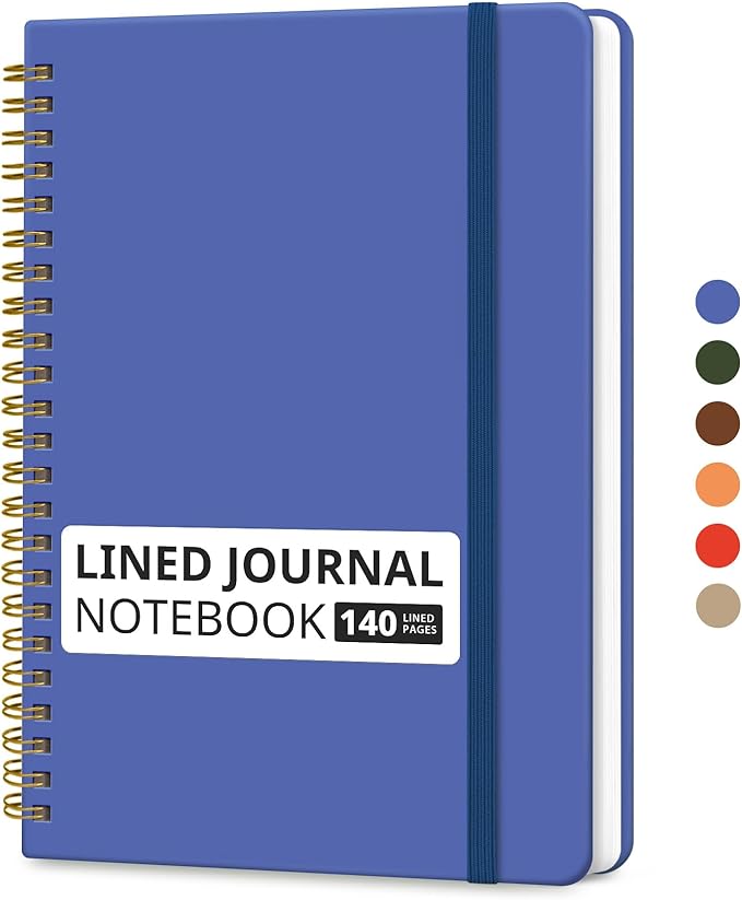 Taja Lined Spiral Journal Notebook for Women & Men, 140 Pages, College Ruled Hardcover Notebook for Work & Note Taking, Journals for Writing, A5(5.7" x 7.9") – Royal Blue
