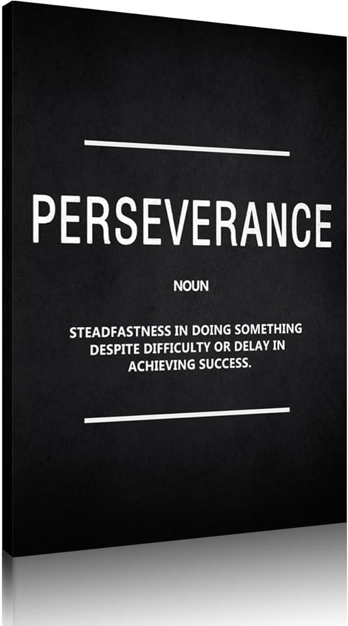 Inspirational Canvas Wall Art Motivational Painting Perseverance Noun Pictures Inspiring Entrepreneur Quote Success Posters and Prints Artwork Decor for Home Office Framed Ready to Hang -12”Wx16”H