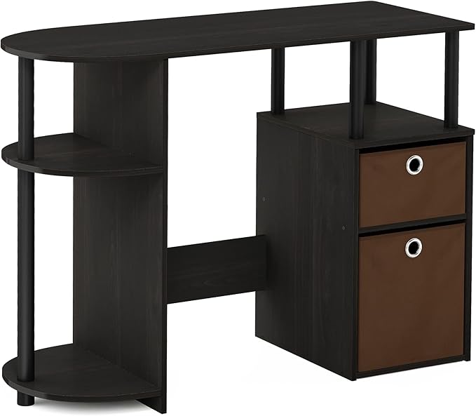FURINNO Jaya Computer Study Desk with Bin, Brown