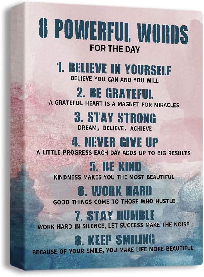 8 Rules Of Life Canvas Decoration Painting, Inspirational Motto Canvas Wall Art, Inspirational Phrase Wall Art,Office Decor paintings ，Suitable For Office, School, Library,Home，Workplace ，Bedroom