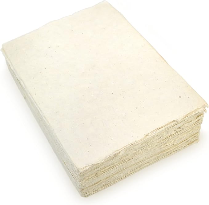 Handmade Lokta Card Stock 5x7 Inch Paper with Deckle Edge. Tree-Free Lokta Paper for Vintage Stationery, Printing, and Decorative Invitations (100 Sheets)