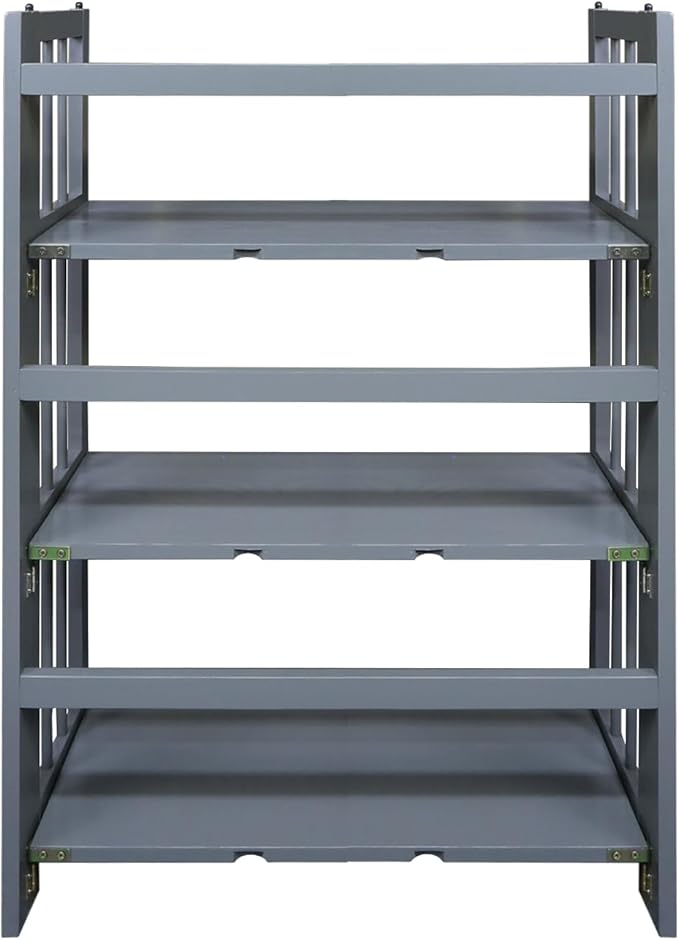 Casual Home 3-Shelf Folding Stackable Bookcase (27.5" Wide)-Slate Gray