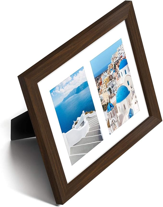 Americanflat 4x6 Double Picture Frame with Shatter-Resistant Glass - Fits Two 4x6 Photos or use as One 8x10 Picture Frame - Signature Collection - Collage Frames for Tabletop and Wall - Walnut