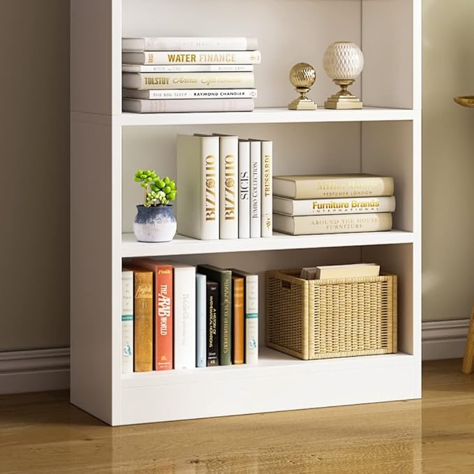 5 Tier Shelf Bookcase,47" Tall Bookshelf Display Storage Shelves,Freestanding Book Shelves for Bedroom Home Office Library Living Room,White