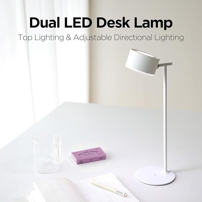 mooas Dual Cordless LED Desk Stand USB-C Rechargeable, Magnetic Flicker-Free LED Desk Lamp, 3 Brightness Levels Touch Control 360° Adjustable, Wall-Mounted Task Light for Reading Home Office Study
