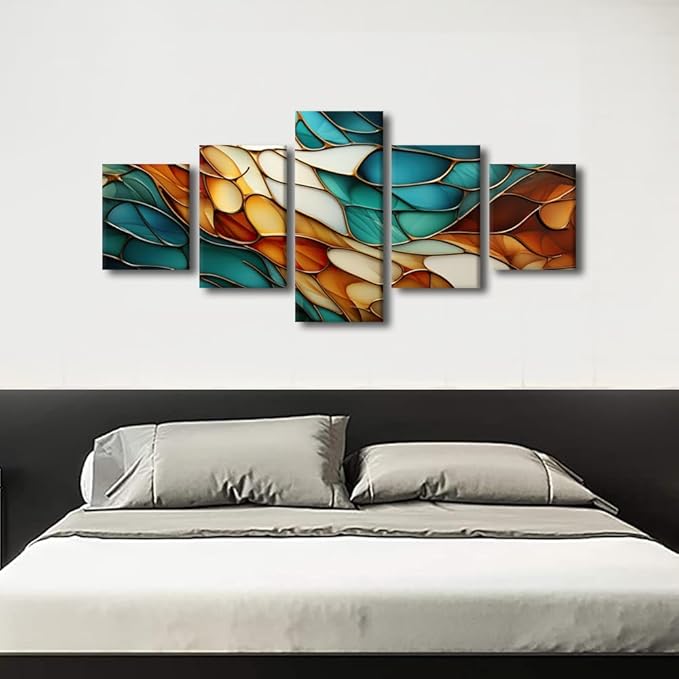 Canvas Wall Art for Room Abstract Canvas Wall Art Modern 5 Panel Living Room Decor for Abstract Enthusiasts Bedroom Office Canvas Art Decoration Stretched and Framed Ready to Hang 50x24 in