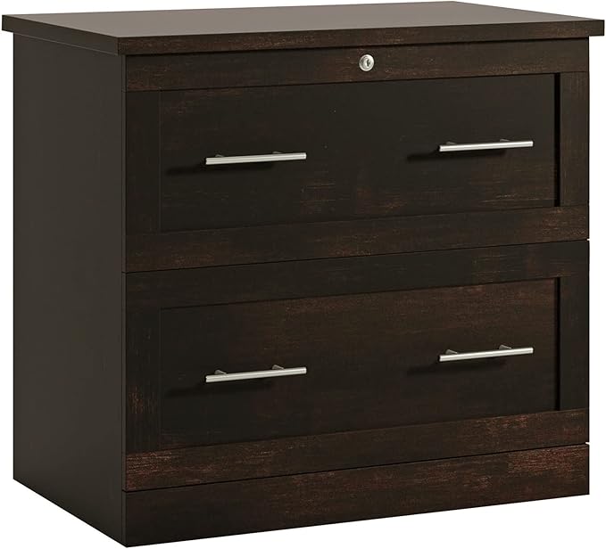 Realspace® 29-7/16"W x 18-1/2"D Lateral 2-Drawer File Cabinet, Peppered Black
