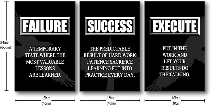 Inspirational Canvas Wall Art Motivational Entrepreneur Quotes Picture Painting Positive Affirmations Framed Print Poster for Living Room Office Bedroom Gym Wall Decor Ready to Hang [48''Hx24''W]