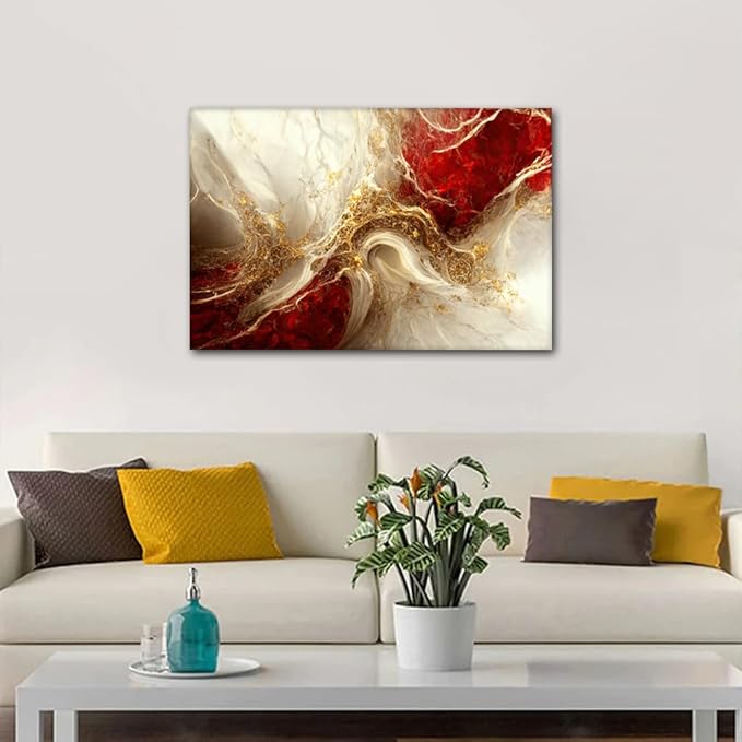 Canvas Wall Decor for Men Abstract Design Art Poster Artwork Modern Digital Art Marbling Texture Picture 1 Panel Home Decor for Living Room Bedroom Wall Decor Stretched Ready to Hang 36x24 in