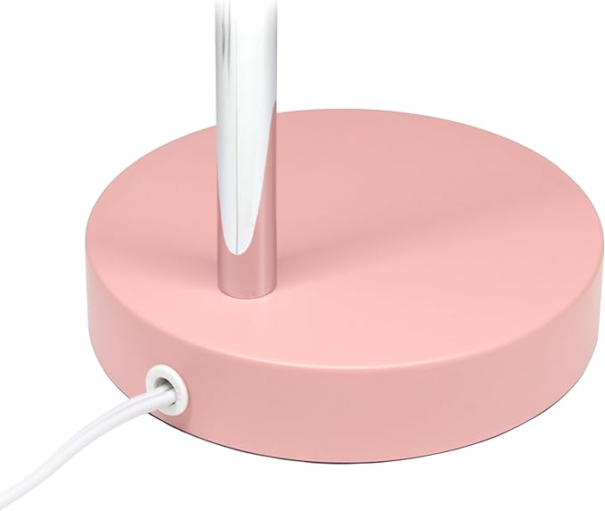 Simple Designs LD1075-BPK 15.28" Sleek Essentials Minimalist Metal Desk Task Lamp, for Office, Desk, Nightstand, Dorm, Pink