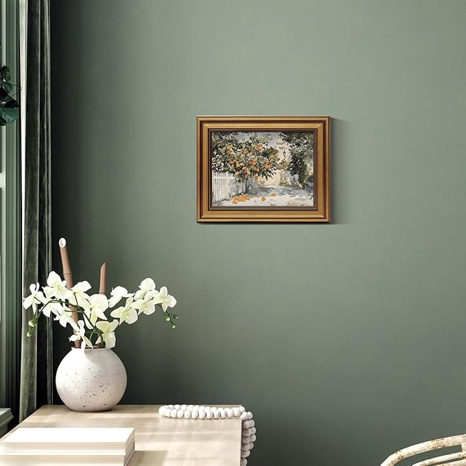 Gold Framed Wall Art Vintage Canvas Wall Art Country Orange Trees Artwork Prints Picture for Living Room Bedroom Farmhouse Bathroom Office Decor, 8x10