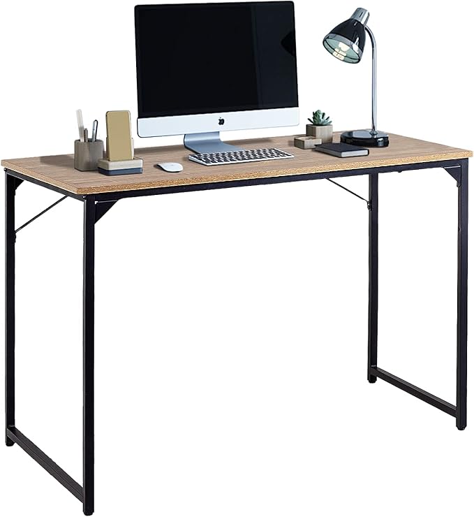 39‘’Computer Desk,Gaming Desk Home Office Desk Writing Study Table Modern Simple Style PC Desk with Metal Frame，Nature