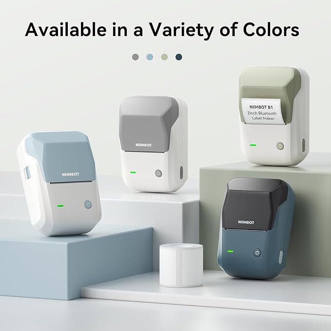NIIMBOT B1 Label Maker Machine, Thermal Label Printer Easy to Use for Office, Home, Business, Came with 1 Roll White Label(Green)
