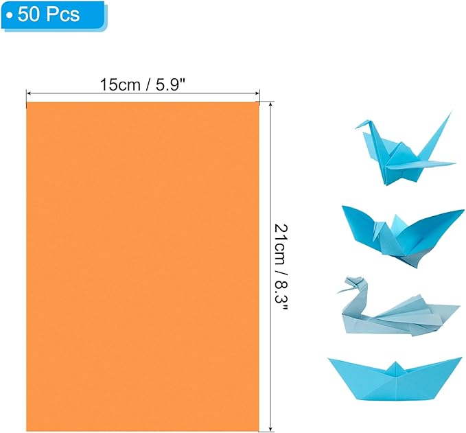 PATIKIL Orange Red Colored Copy Paper, 50 Sheets 8.3x5.9 A5 19lb/70gsm Double Sided Colorful Print Paper Bulk Sheet DIY Craft Art Projects Supplies for Printer Origami